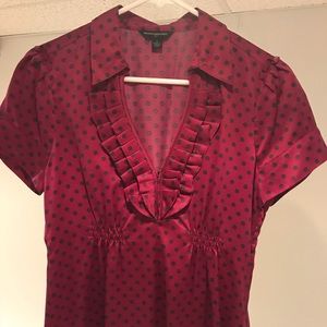 Banana Republic Blouse w/Navy Polka Dots
